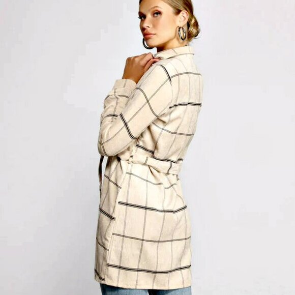 NEW! PLAID BELTED SHACKET DRESS SZ L - Picture 6 of 6